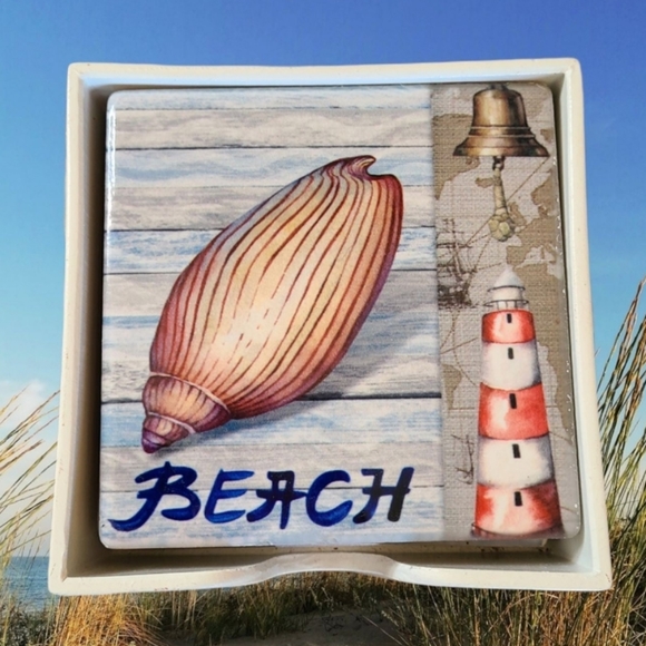 Set of 4 Seashell Coasters - Picture 2 of 8